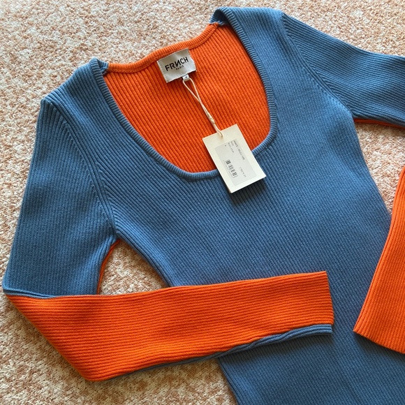 💙🧡 NWT Frnch Paris Aimee Colorblock Bodycon Dress - Picture 4 of 7